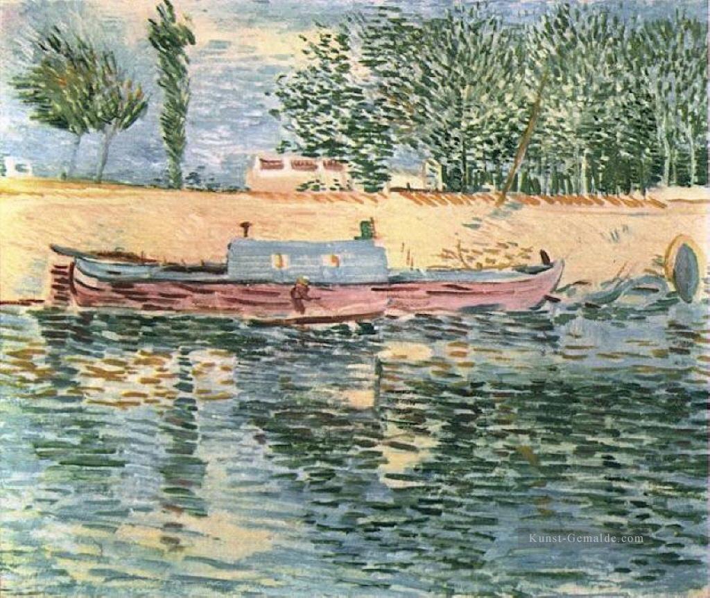 Die Ufer der Seine mit Booten Vincent van Gogh Ölgemälde